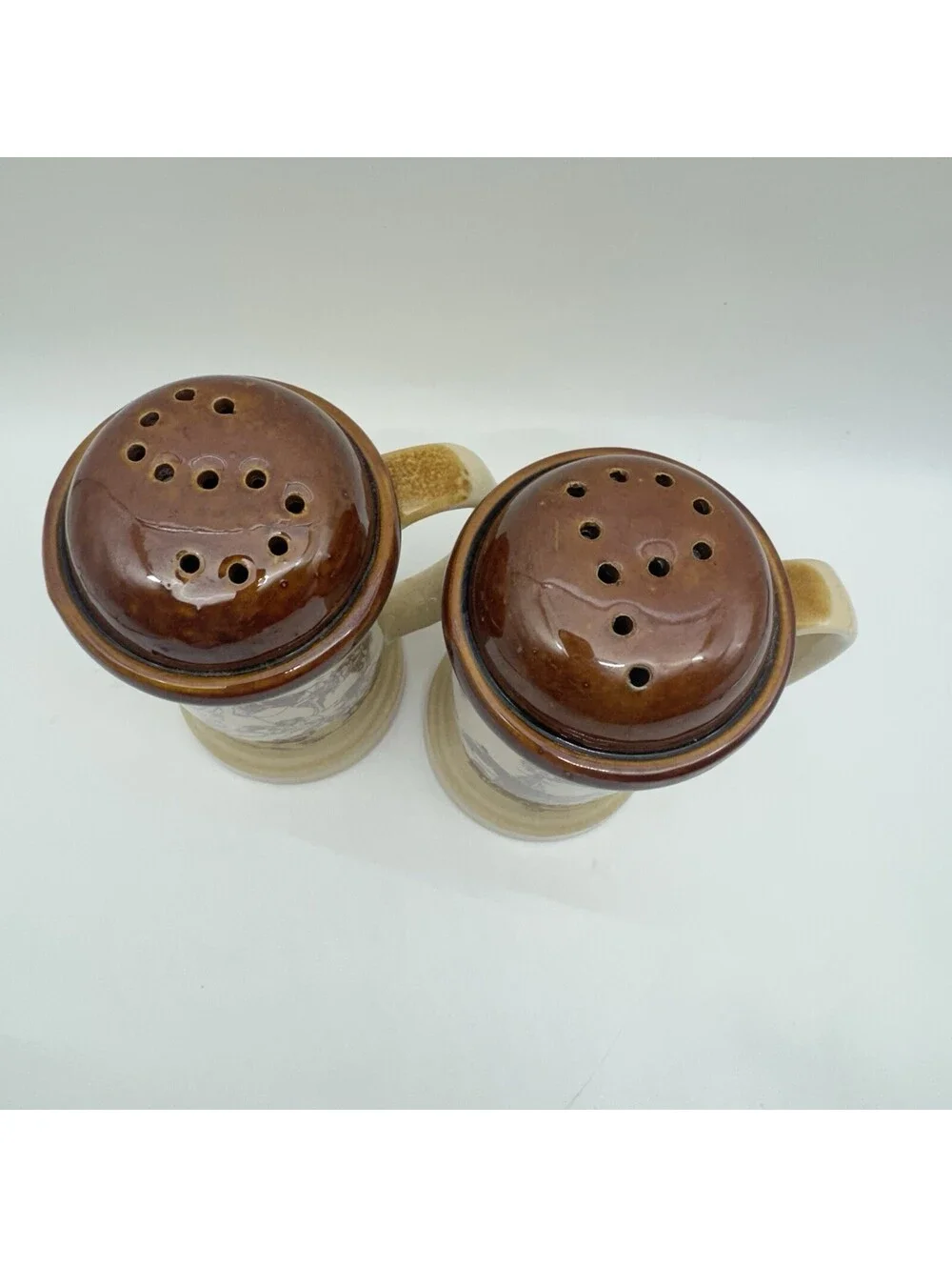 Vintage 1980 Enesco Large 6” Stoneware Salt Pepper Shaker J Downs Westward Ho